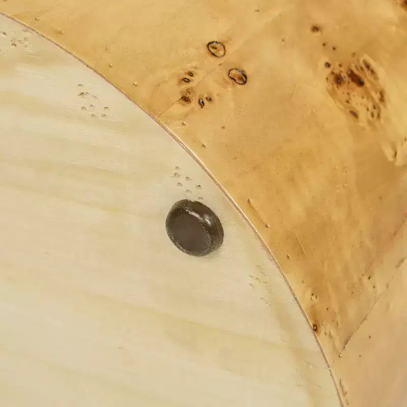Mesa auxiliar cilíndrica de madera de raíz con detalles de 29.5, cálida madera de raíz marrón natural