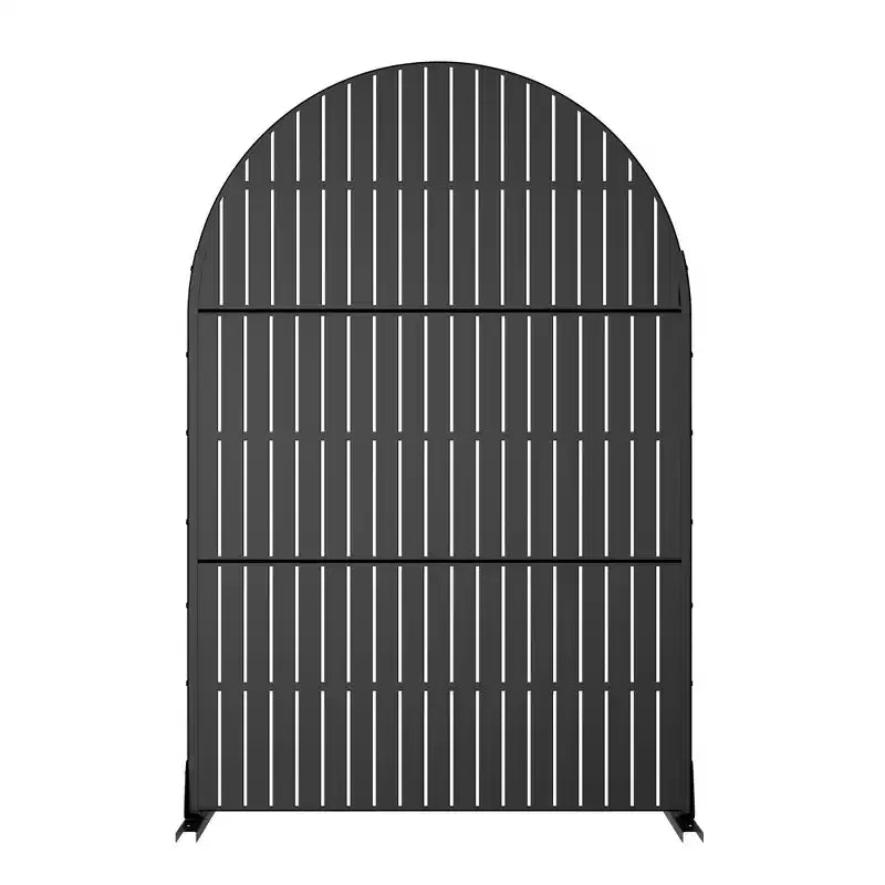 Écran d’intimité vertical en métal galvanisé noir à sommet arqué, clôture de 71.37x46.8inch avec panneau indépendant】【。