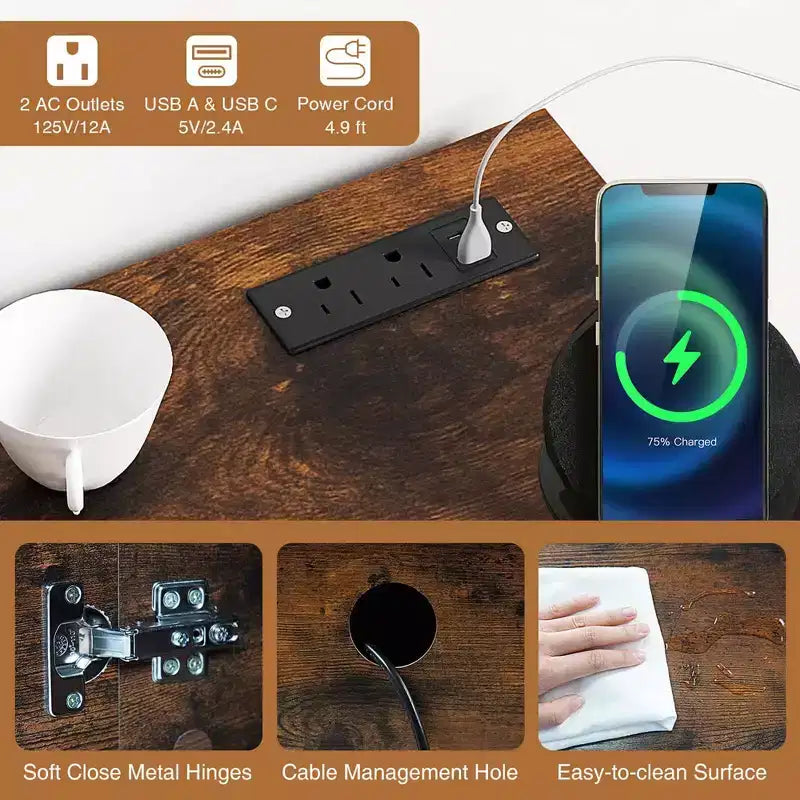 Mueble para TV de 60 pulgadas, consola multimedia de estilo moderno de mediados de siglo con estante ajustable, marrón/negro