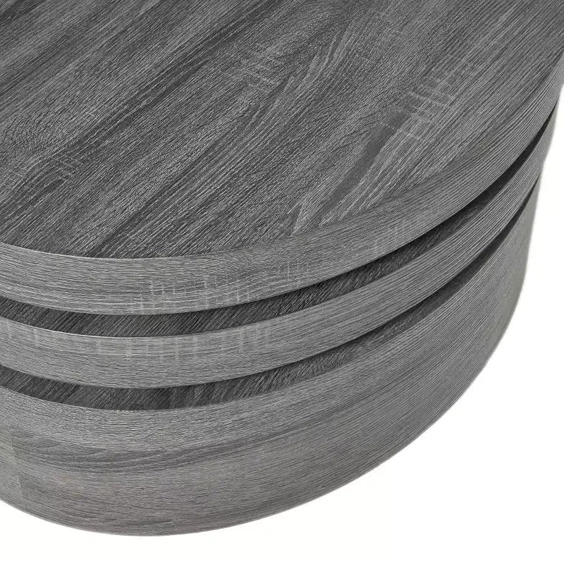 Drehbarer Couchtisch, Cocktailtisch, Mitteltisch, 32 Zoll breit, oval, Schwarz