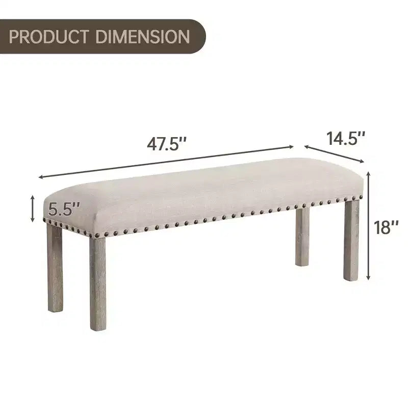 Banc de salle à manger rustique rembourré, banc pour chambre, salle à manger, salon ou entrée