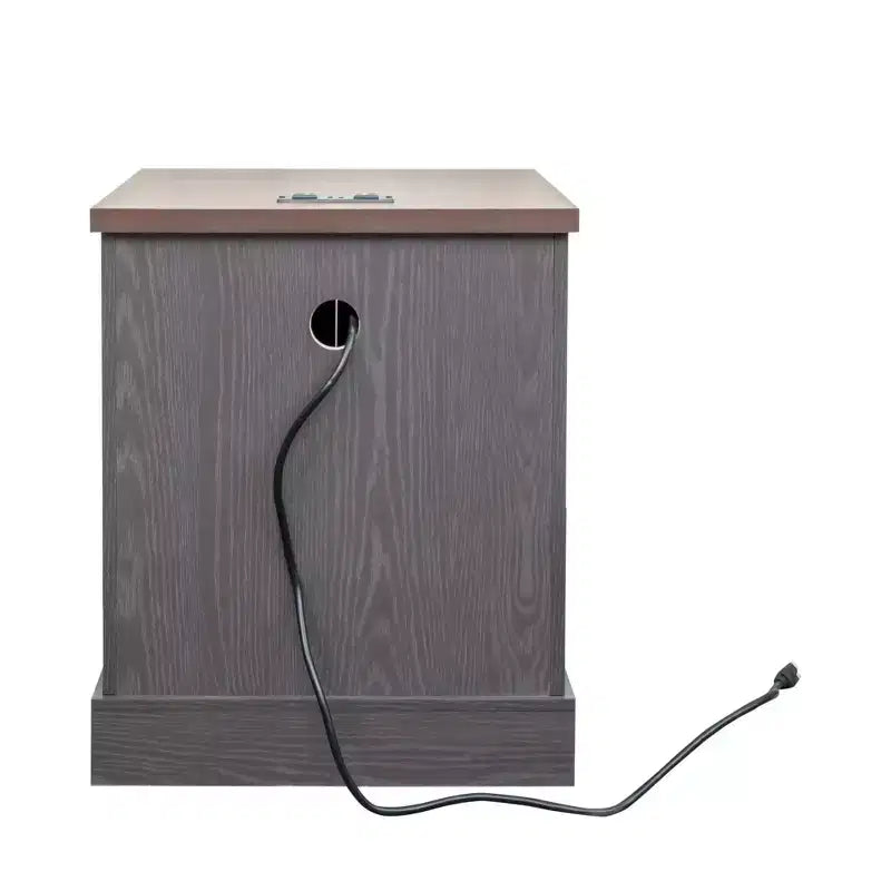 20W Beistelltisch, Nachttisch, Couchtisch und Aufbewahrungsschrank mit Ladestation, Landhausstil, rustikal, Walnuss+Weiß/Grau-ModernLuxe