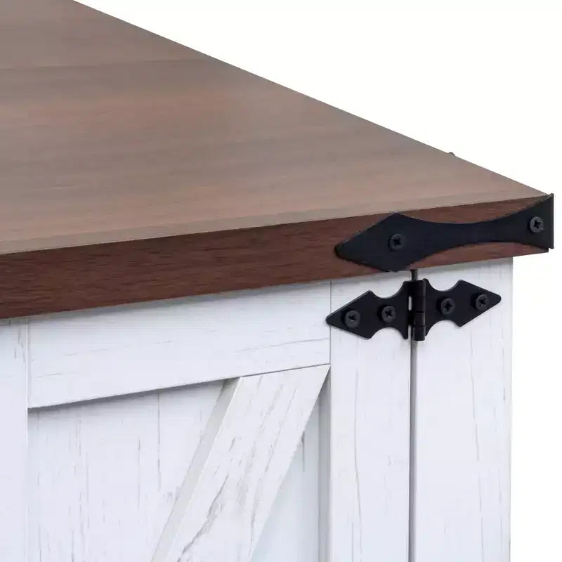 20W Beistelltisch, Nachttisch, Couchtisch und Aufbewahrungsschrank mit Ladestation, Landhausstil, rustikal, Walnuss+Weiß/Grau-ModernLuxe