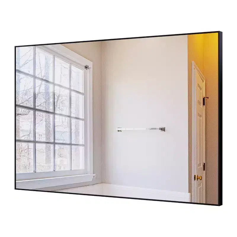 Miroir de salle de bain moderne noir : cadre en aluminium, vertical/horizontal, décoratif