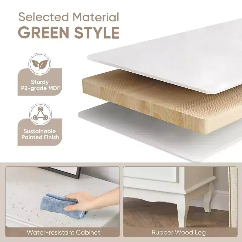 Commode à 4 tiroirs, grand meuble de rangement avec glissières à roulement à billes, idéal pour la chambre, le salon, le couloir ou l’entrée