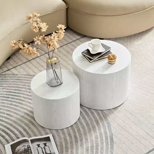 Ensemble de 2 tables basses rondes, sans assemblage, pour le salon, le bureau ou la chambre