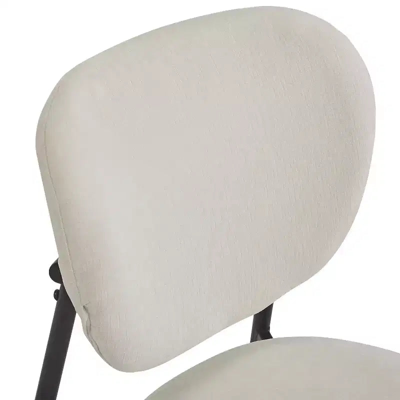 Ensemble de 2 chaises de salle à manger rembourrées sans accoudoirs, chaises d’appoint avec pieds en métal, beige+noir