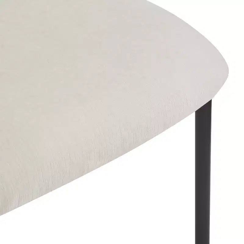 Ensemble de 2 chaises de salle à manger rembourrées sans accoudoirs, chaises d’appoint avec pieds en métal, beige+noir