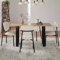 Ensemble de 2 chaises de salle à manger rembourrées sans accoudoirs, chaises d’appoint avec pieds en métal, beige+noir