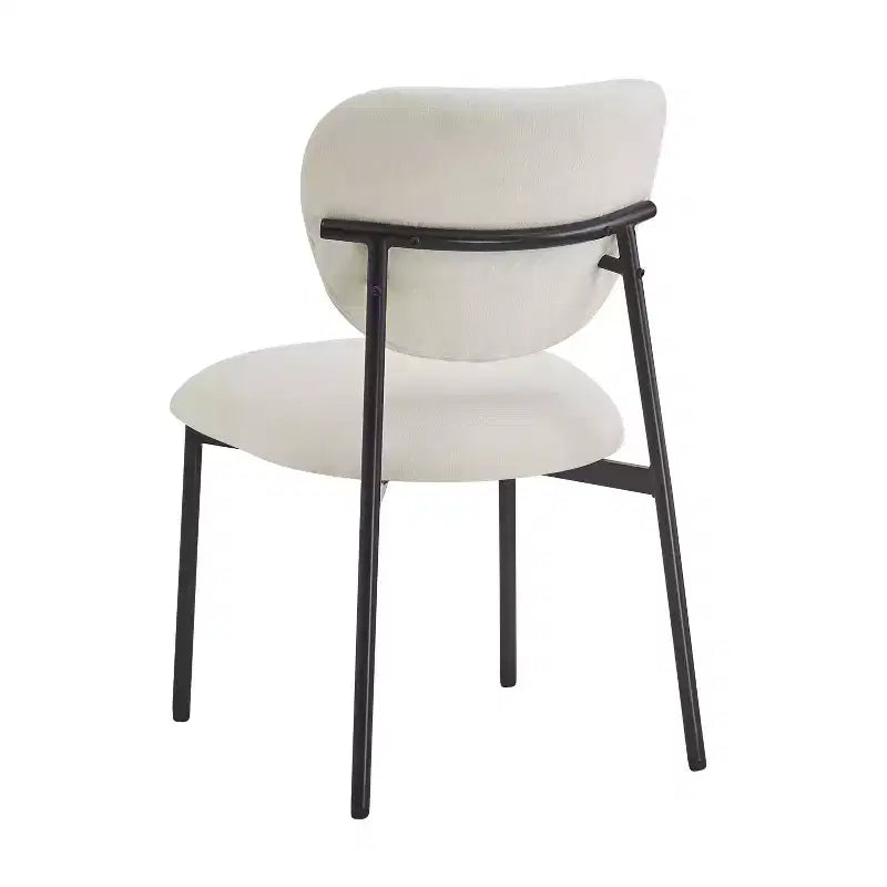 Ensemble de 2 chaises de salle à manger rembourrées sans accoudoirs, chaises d’appoint avec pieds en métal, beige+noir