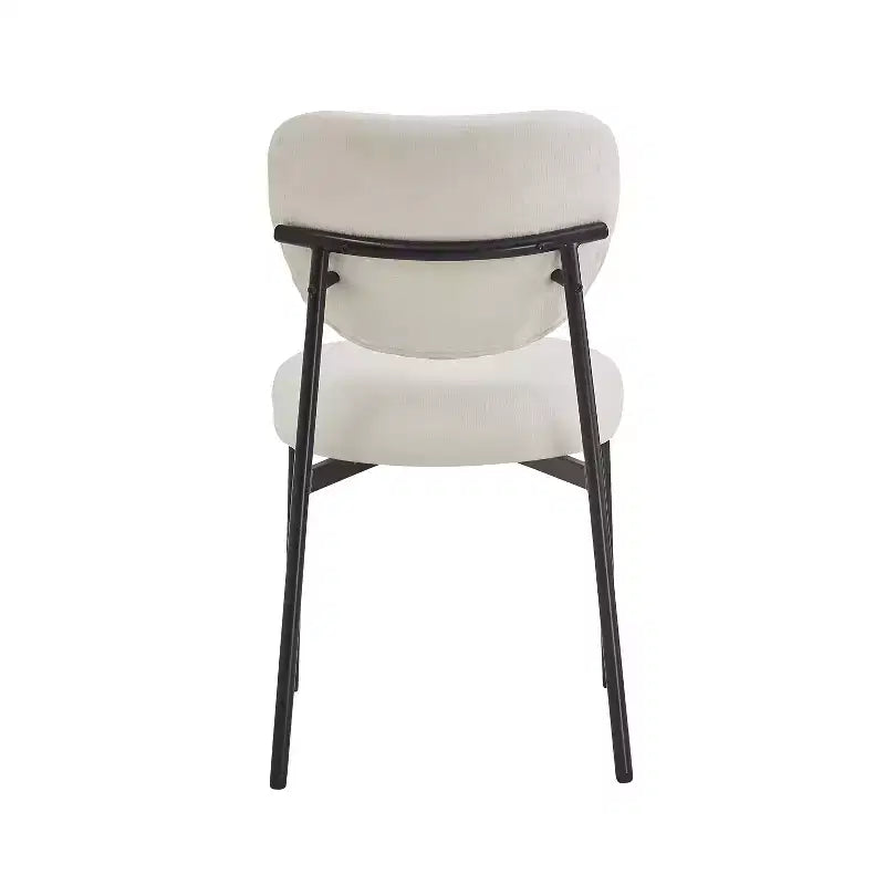Ensemble de 2 chaises de salle à manger rembourrées sans accoudoirs, chaises d’appoint avec pieds en métal, beige+noir