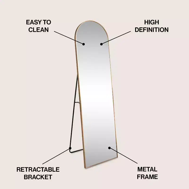Miroir sur pied pleine longueur avec cadre en métal