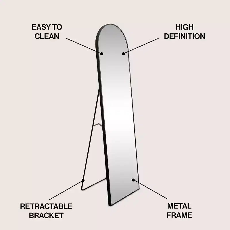 Miroir sur pied pleine longueur avec cadre en métal