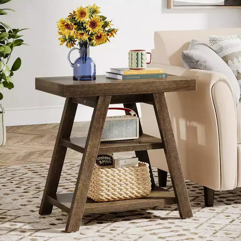 Table d’appoint de style campagne à 3 niveaux pour le salon