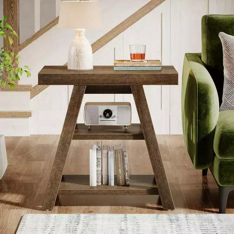 Table d’appoint de style campagne à 3 niveaux pour le salon