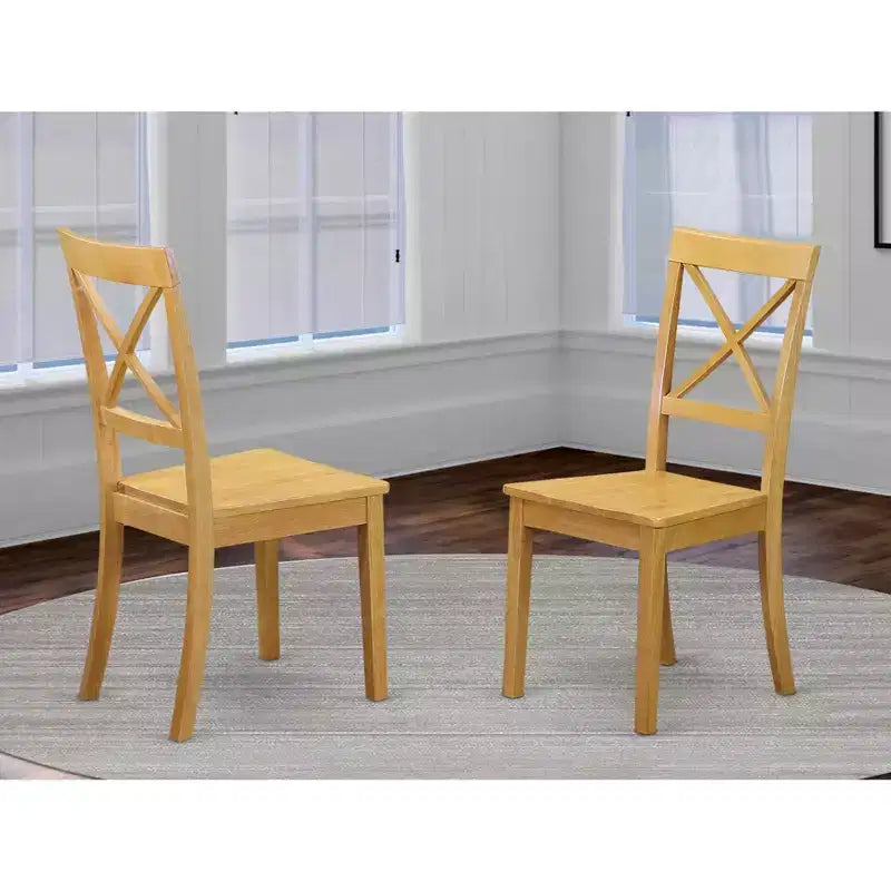 Lot de 2 chaises de salle à manger en bois massif avec dossier croisé