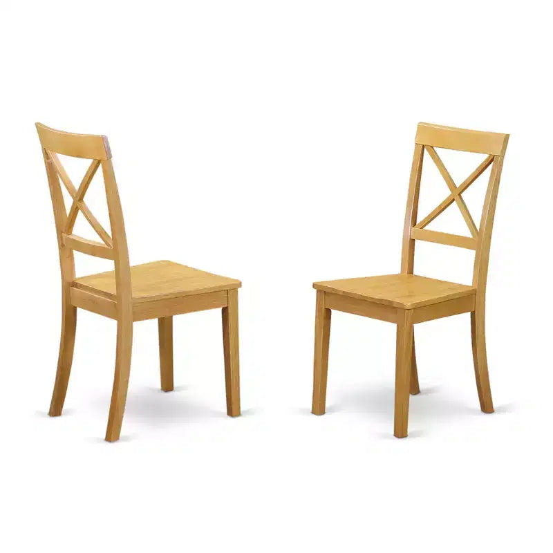Lot de 2 chaises de salle à manger en bois massif avec dossier croisé