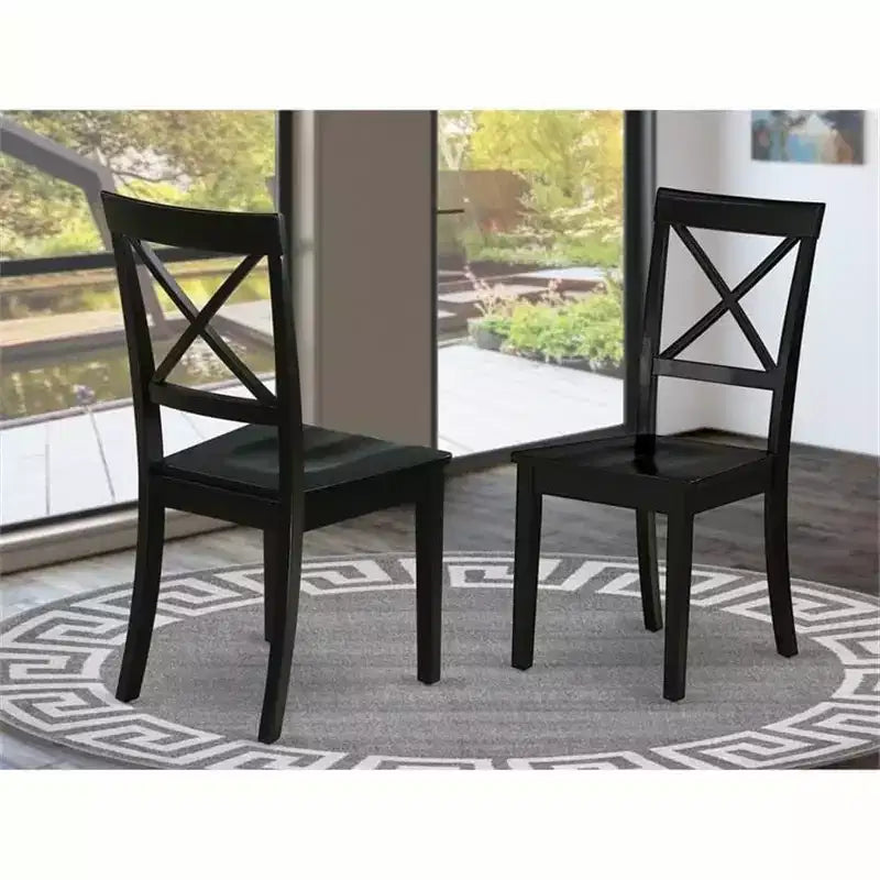 Lot de 2 chaises de salle à manger en bois massif avec dossier croisé