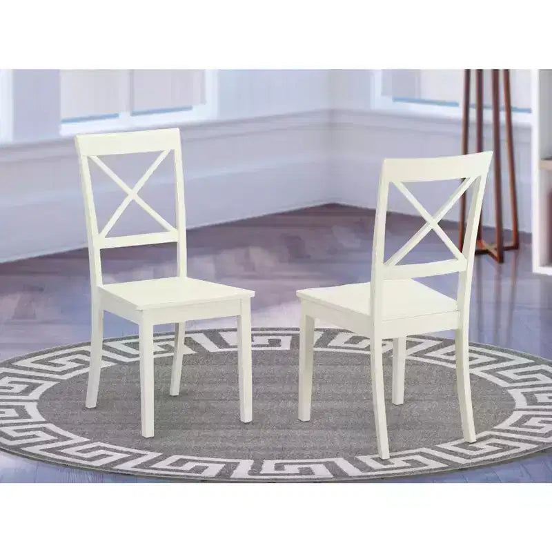 Lot de 2 chaises de salle à manger en bois massif avec dossier croisé