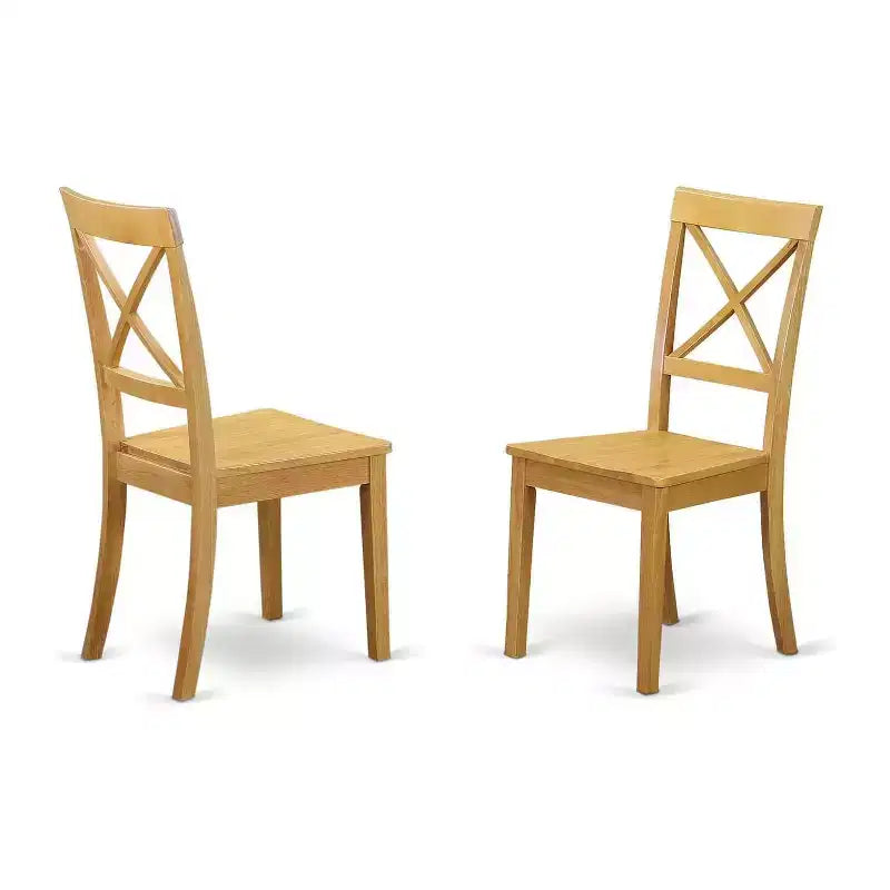 Esszimmerstühle aus Massivholz mit Kreuzlehne, 2er-Set
