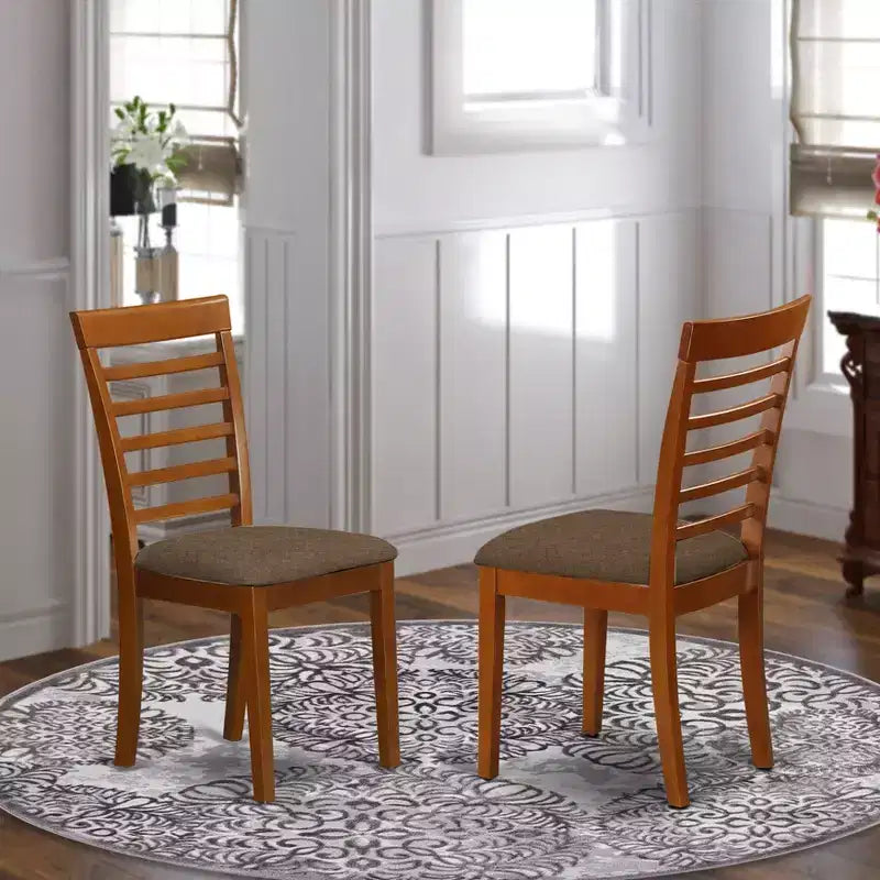 Chaises de salle à manger avec dossier à barreaux et assise en bois, brun selle