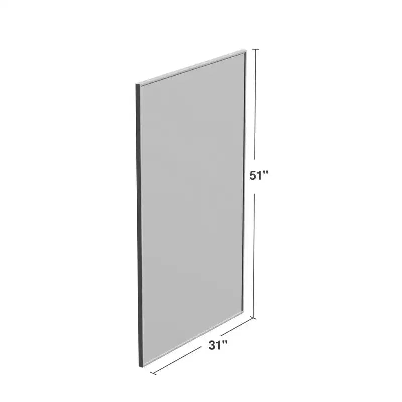 Schlanker rechteckiger Spiegel mit schwarzem Aluminiumrahmen, 130x80x2cm
