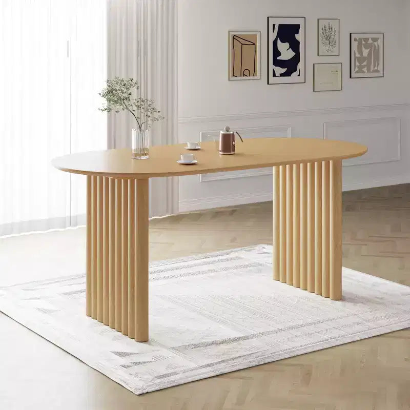 Table de salle à manger ovale à double piédestal