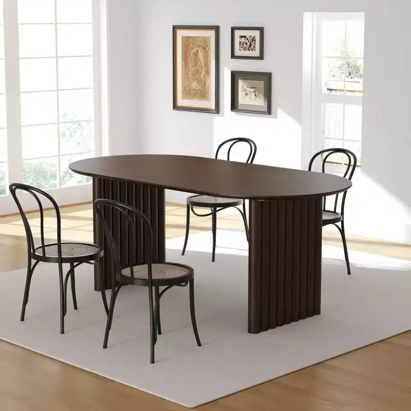 Table de salle à manger ovale à double piédestal
