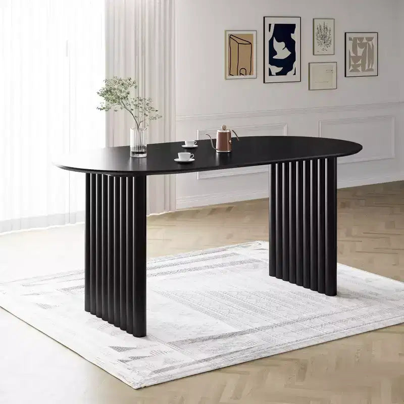 Table de salle à manger ovale à double piédestal
