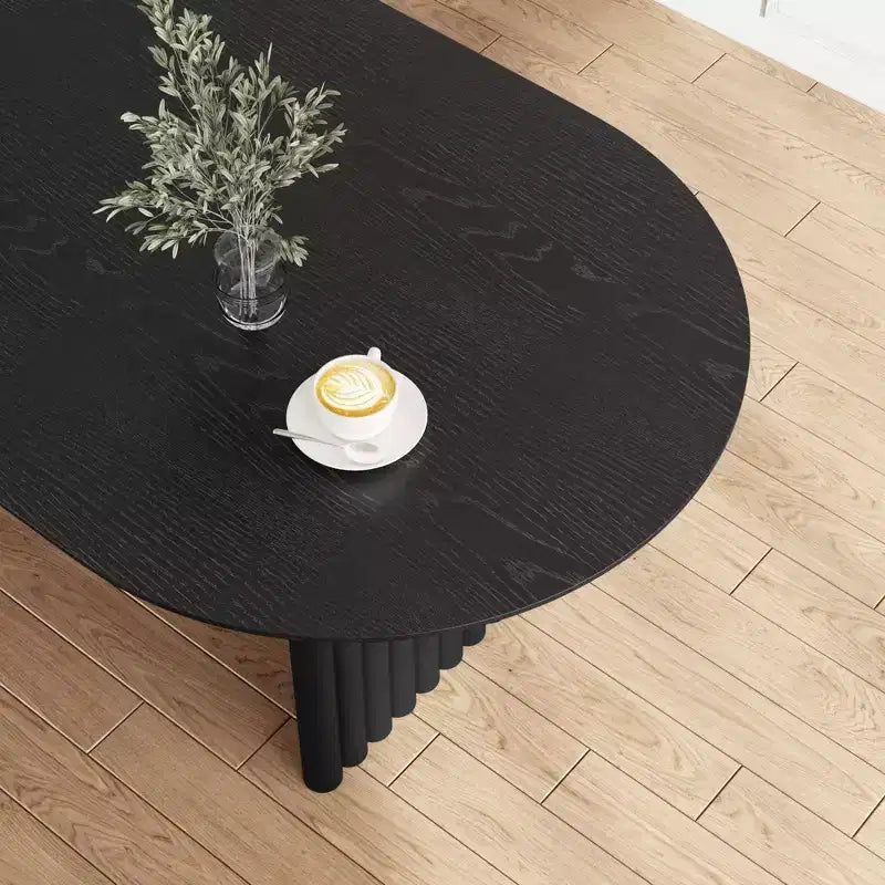Table de salle à manger ovale à double piédestal
