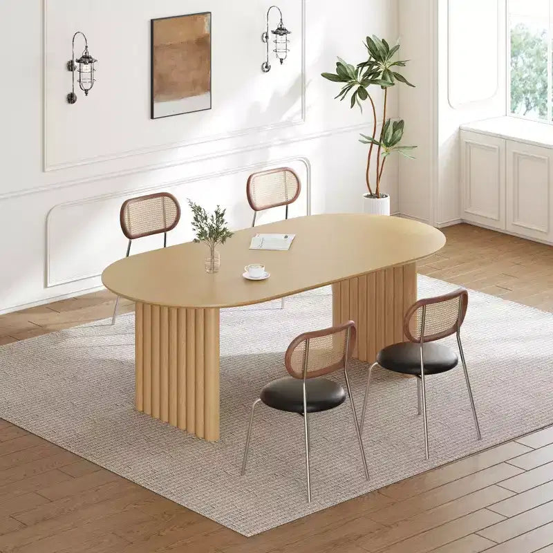 Table de salle à manger ovale à double piédestal