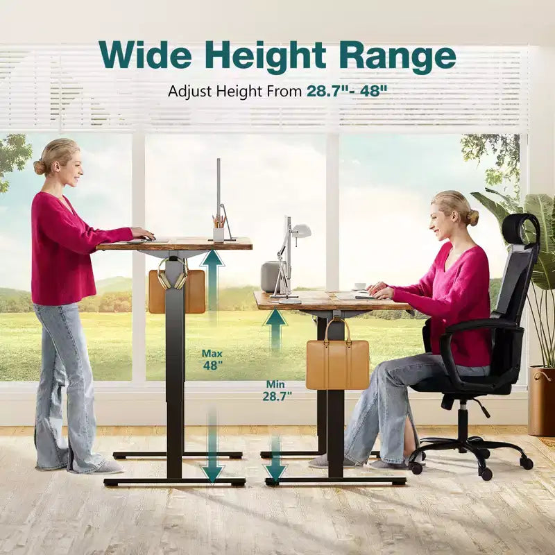 Ergonomischer höhenverstellbarer Tisch mit T-förmiger Metallhalterung, moderner Computerarbeitsplatz
