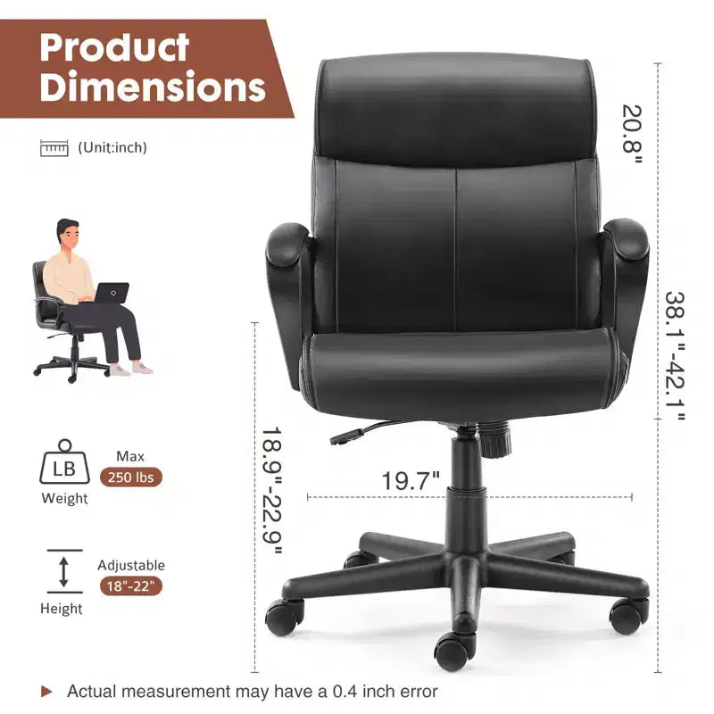 Chaise d’ordinateur confortable : réglable, soutien lombaire, accoudoirs rembourrés, pivotante et à roulettes