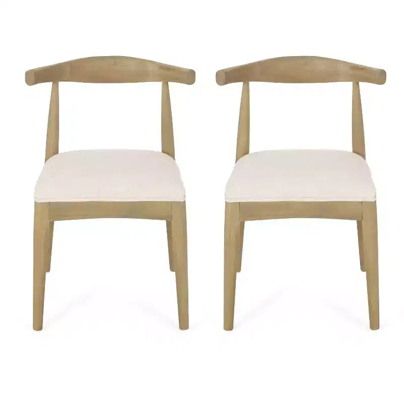Chaises de salle à manger en bois rembourrées de tissu, style moderne mi-siècle (ensemble de 2)