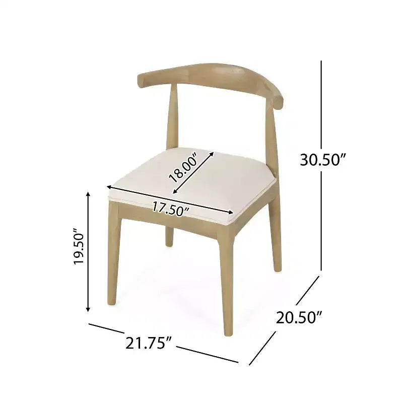 Chaises de salle à manger en bois rembourrées de tissu, style moderne mi-siècle (ensemble de 2)
