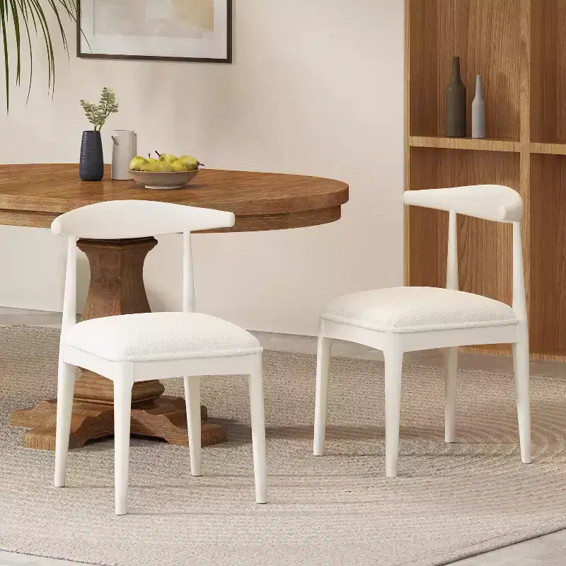 Gepolsterte Esszimmerstühle aus Holz und Stoff im Mid-Century-Modern-Stil (2er-Set)