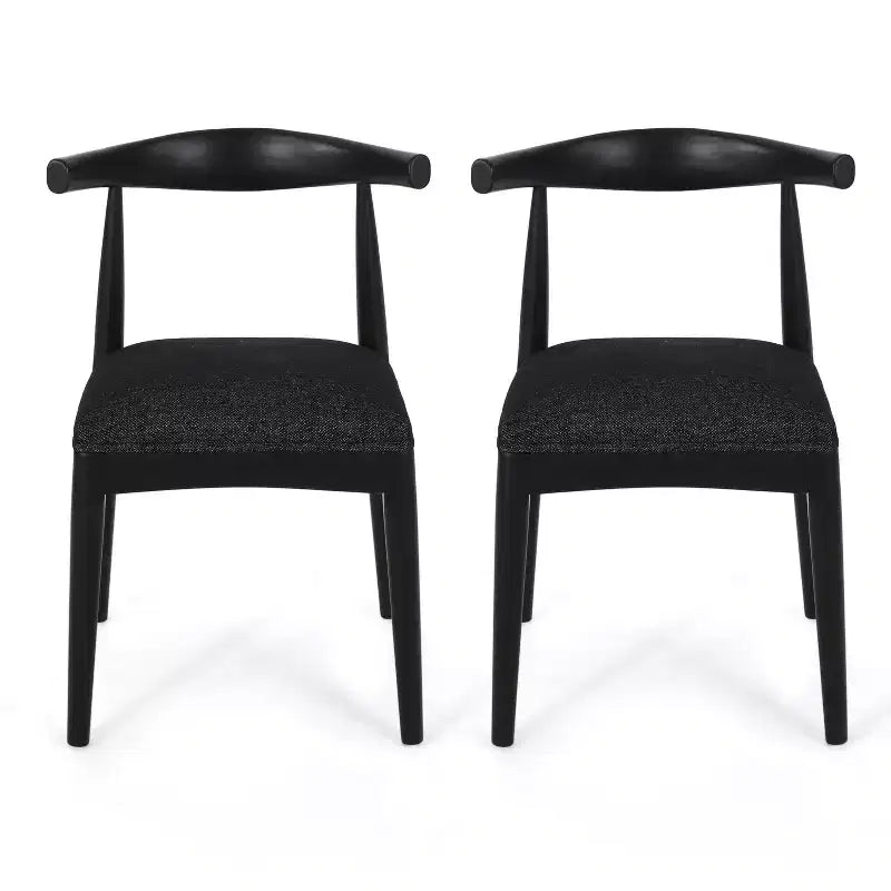 Chaises de salle à manger en bois rembourrées de tissu, style moderne mi-siècle (ensemble de 2)