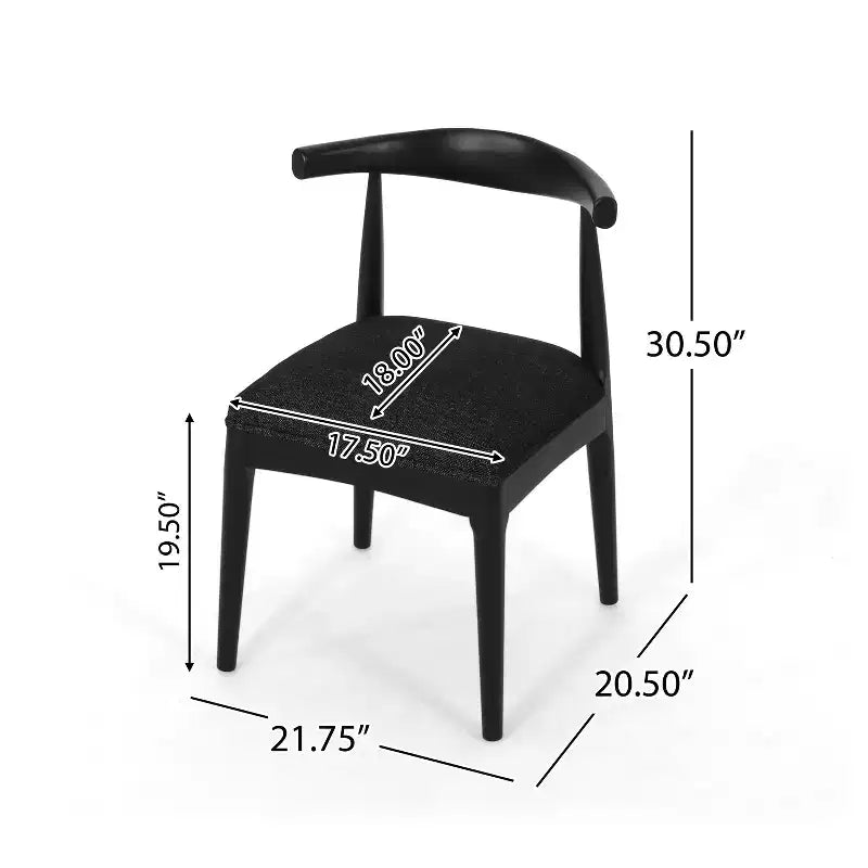 Chaises de salle à manger en bois rembourrées de tissu, style moderne mi-siècle (ensemble de 2)