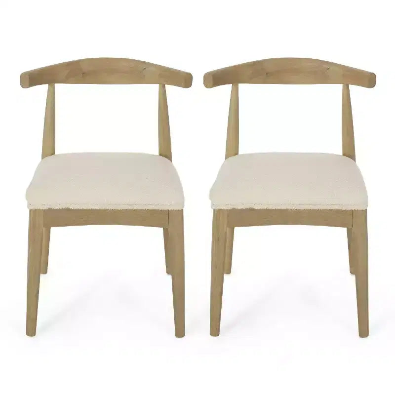 Chaises de salle à manger en bois rembourrées de tissu, style moderne mi-siècle (ensemble de 2)
