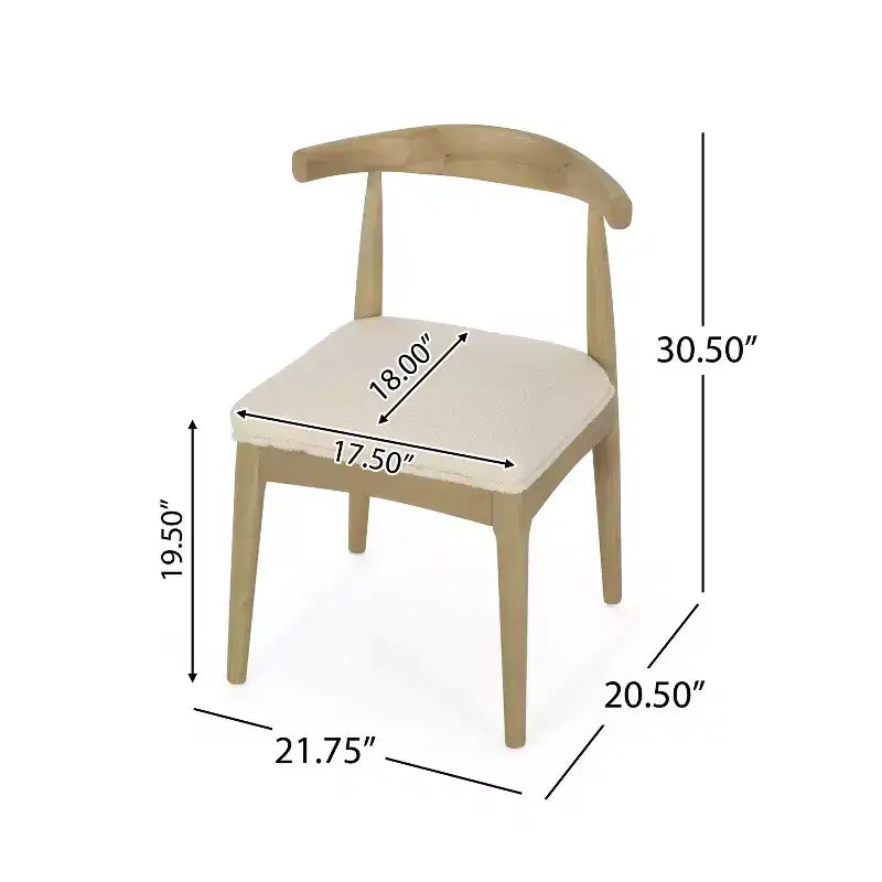 Chaises de salle à manger en bois rembourrées de tissu, style moderne mi-siècle (ensemble de 2)