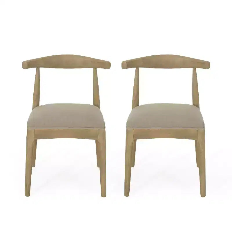 Chaises de salle à manger en bois rembourrées de tissu, style moderne mi-siècle (ensemble de 2)