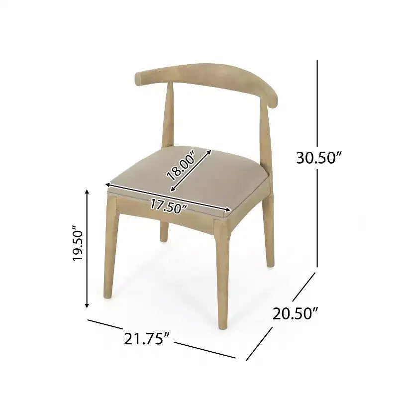 Chaises de salle à manger en bois rembourrées de tissu, style moderne mi-siècle (ensemble de 2)