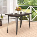 Table de salle à manger robuste en métal avec plateau en bois massif pour cuisine ou salle à manger