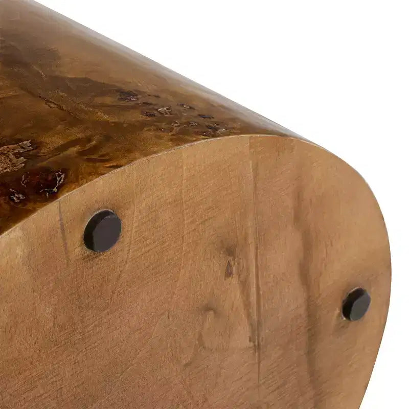 Table d’appoint cylindrique ronde en bois de ronce