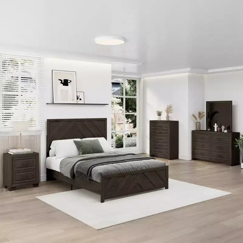 Estructura de cama de madera con cabecero y plataforma de madera, base de colchón con soporte de láminas silencioso, no necesita somier, fácil de montar