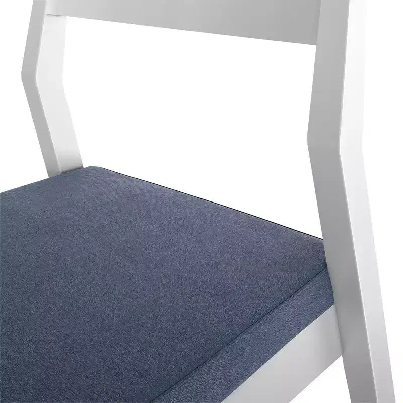 Set mit 2 modernen Esszimmerstühlen, Küchenstühle mit gepolsterter Sitzfläche, Stühle aus Massivholz mit Polsterung für Büro und Wohnzimmer, Weiß/Graphit