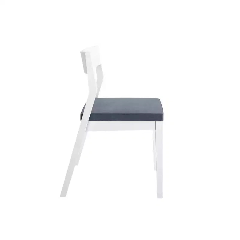 Set mit 2 modernen Esszimmerstühlen, Küchenstühle mit gepolsterter Sitzfläche, Stühle aus Massivholz mit Polsterung für Büro und Wohnzimmer, Weiß/Graphit