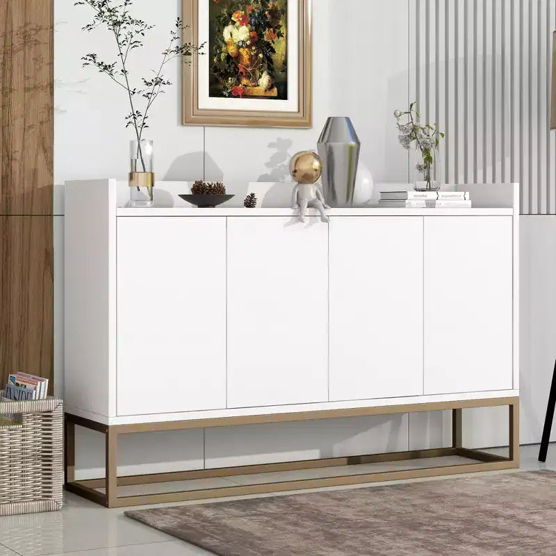 Aparador de madera de 47.2 in con 4 puertas