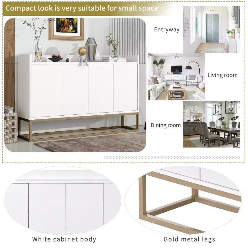 Buffet en bois de 47.2 po avec 4 portes