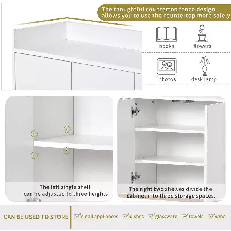 Buffet en bois de 47.2 po avec 4 portes